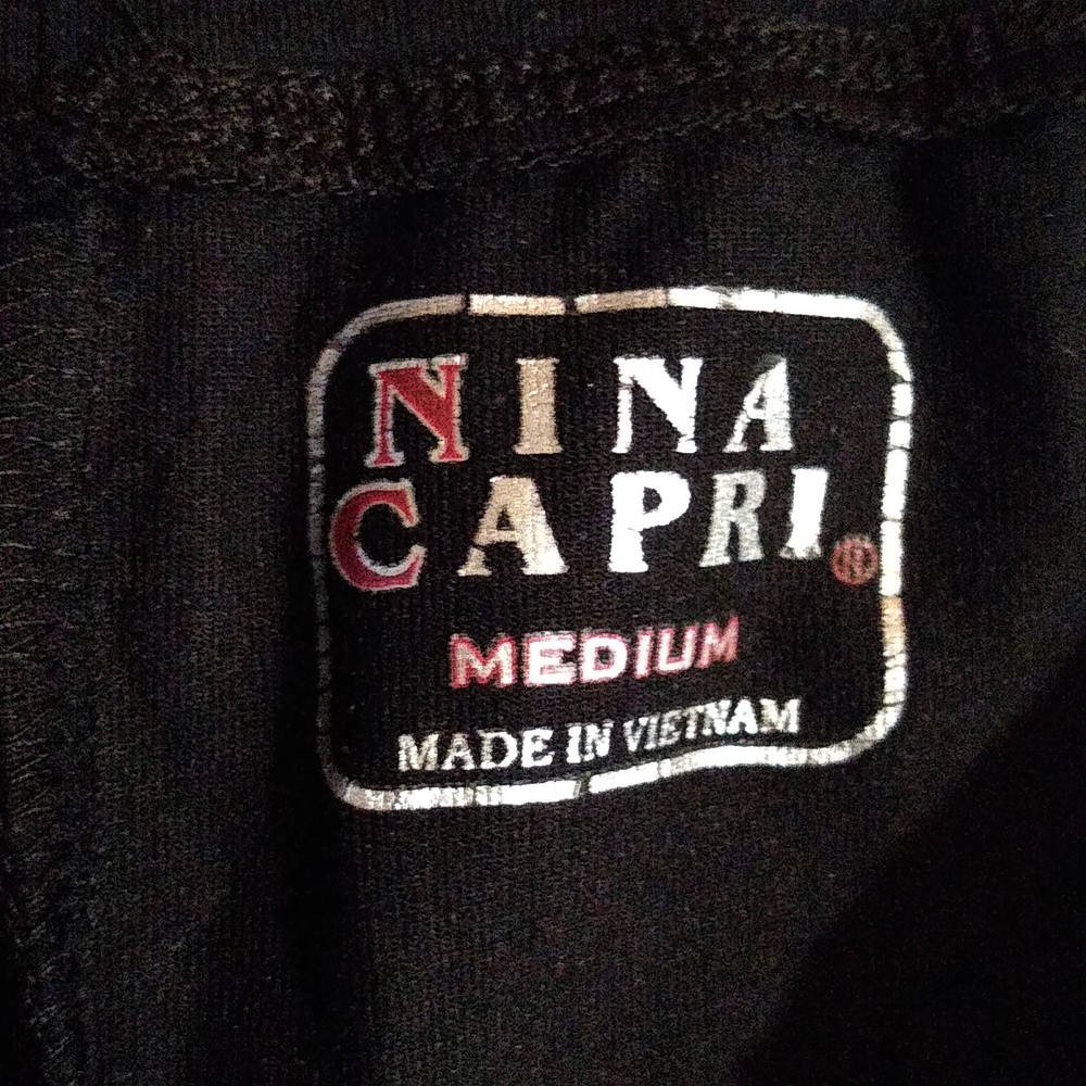 Nina Capri black pants with pink stripes